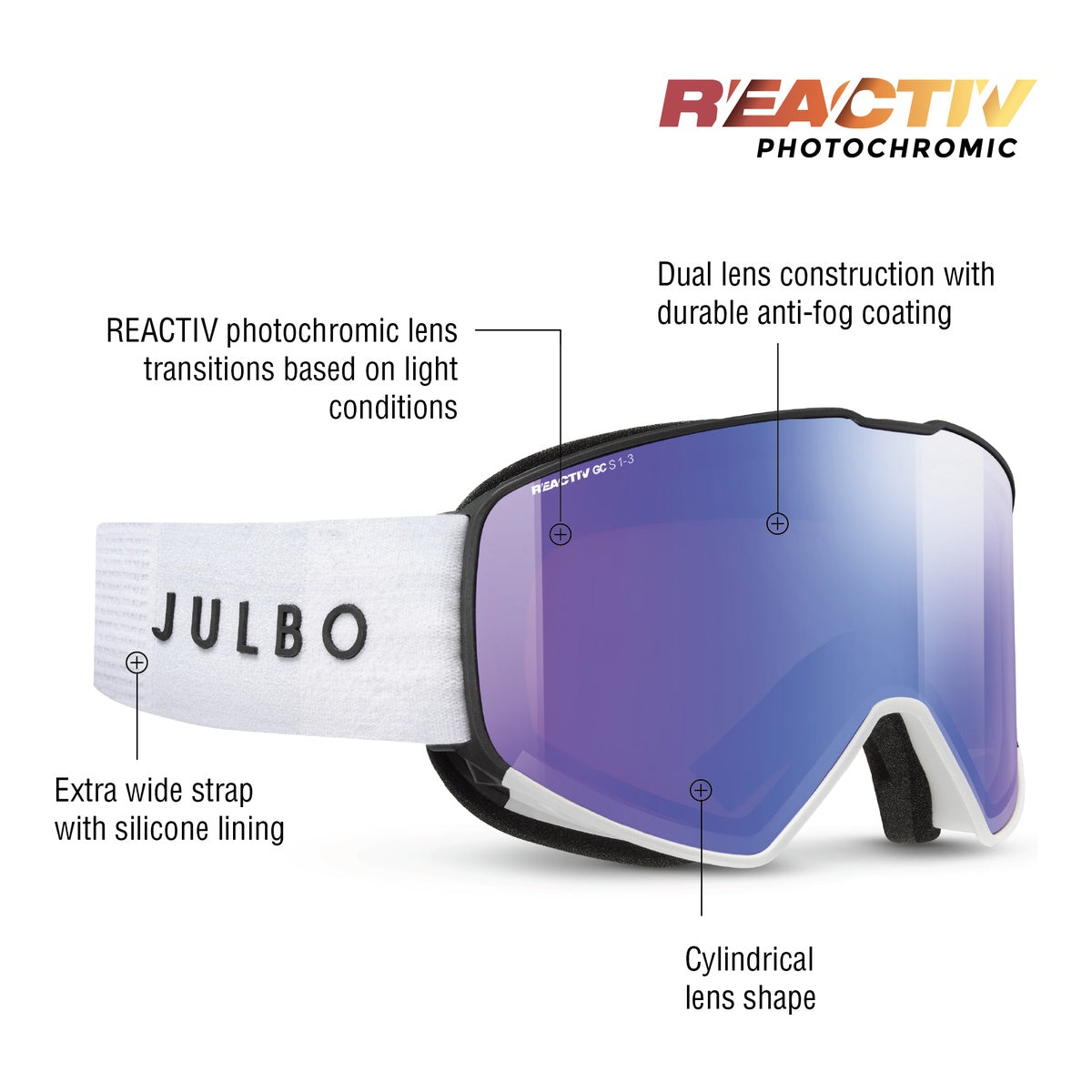 Ochelari Schi Cyrius-X Reactiv 1-3 Glare Control White - Black