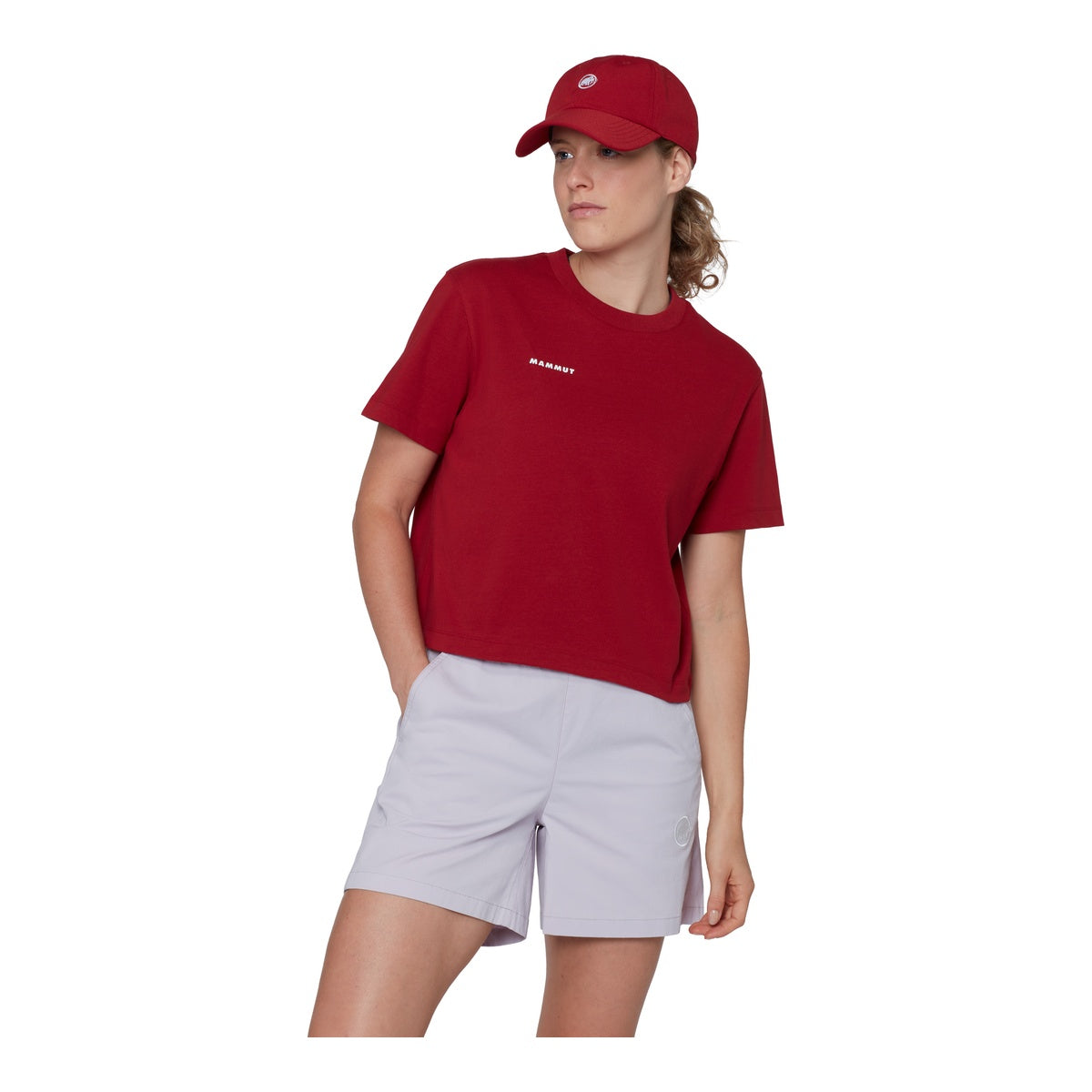 Tricou Femei Mammut Base Cropped Mini Logo Rosu