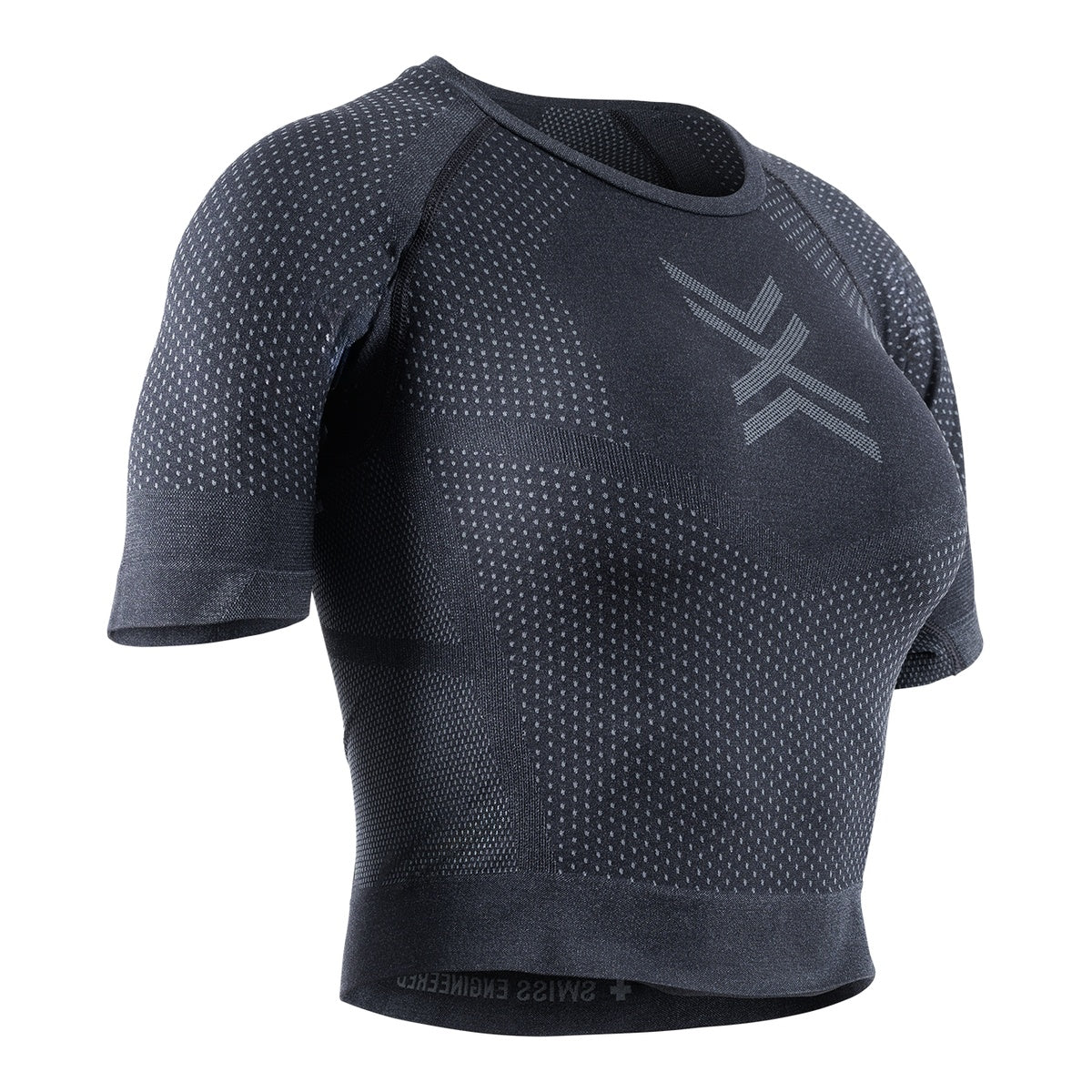 Tricou Femei X-Bionic Xceed Run Crop Wmn X Black/Rhino Grey