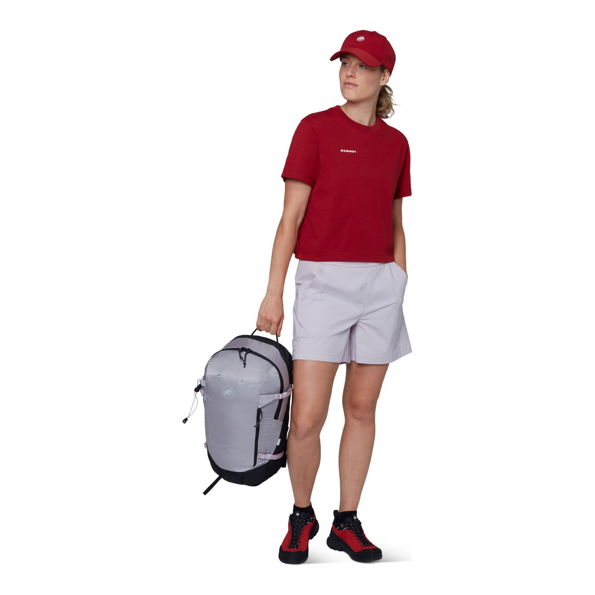 Tricou Femei Mammut Base Cropped Mini Logo Rosu