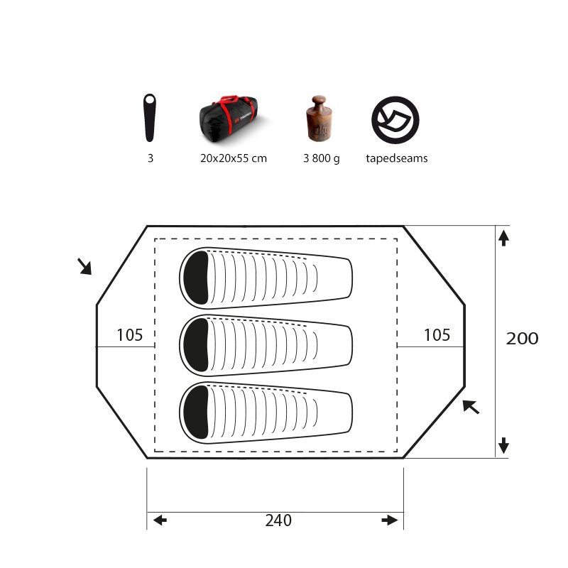 Cort Vision Dsl Orange/ Grey 3 Persoane