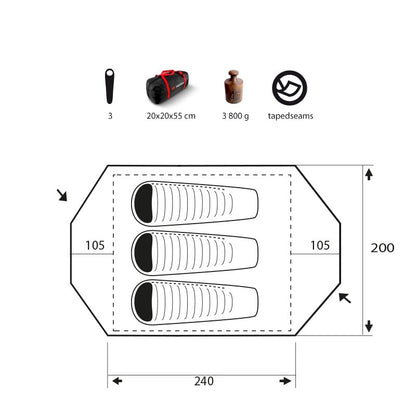 Cort Vision Dsl Orange/ Grey 3 Persoane