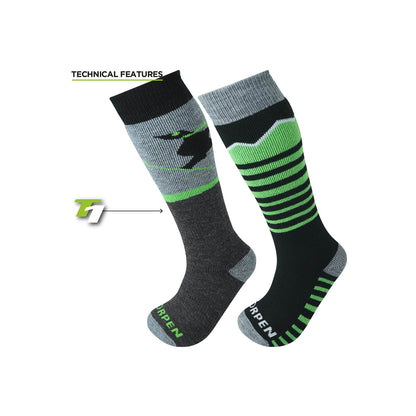 Sosete Schi Copii Lorpen S2Kne Merino 2 Pack Eco Green