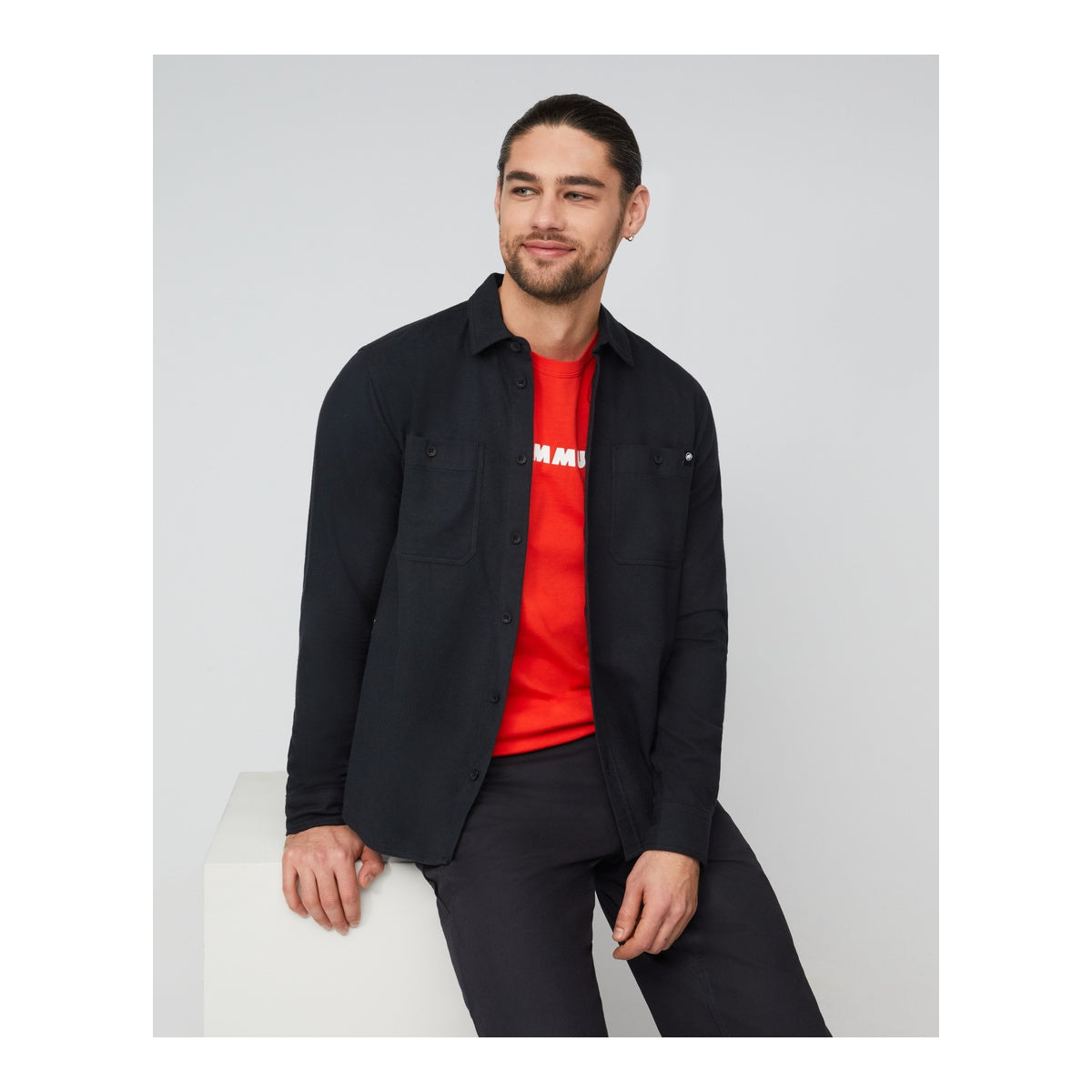 Camasa Barbati Mammut Alvra Plain Longsleeve Black