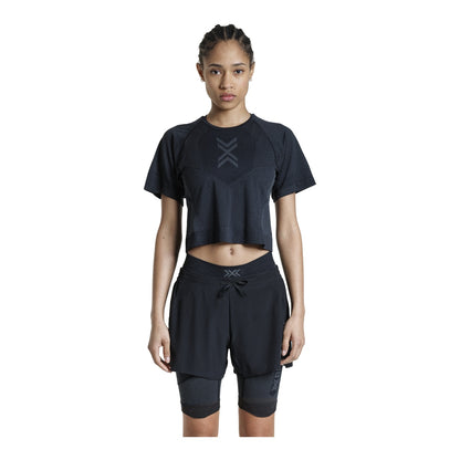 Tricou Femei X-Bionic Xceed Run Crop Wmn X Black/Rhino Grey