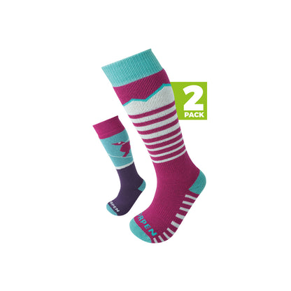 Sosete Schi Copii Lorpen S2Kne Merino 2 Pack Eco Berry