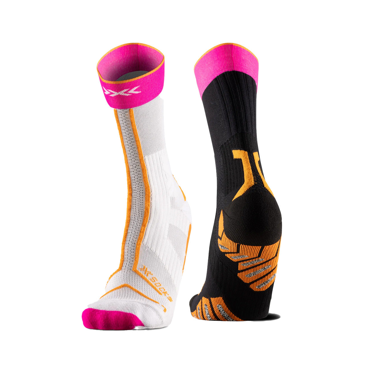 Sosete Unisex X-BIONIC Trailrun Terraskin Expert Crew Yinyang-X Black-X White-Fluo Pink