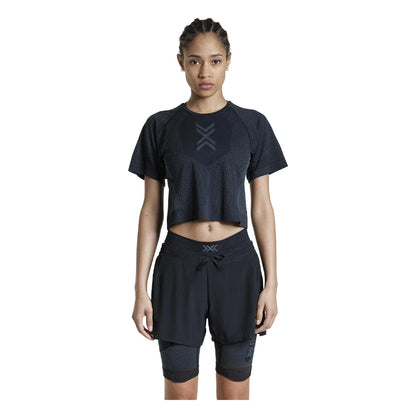 Top Femei X-BIONIC Xceed Run Crop X Black-Rhino Grey